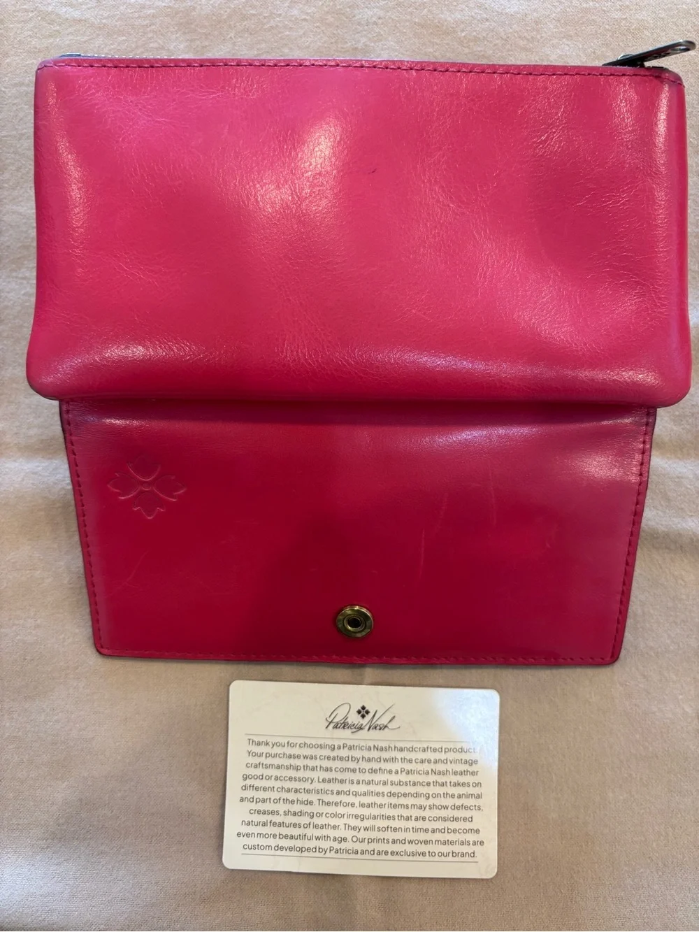Patricia Nash Pink Leather Continental Wallet with Zip and Snap